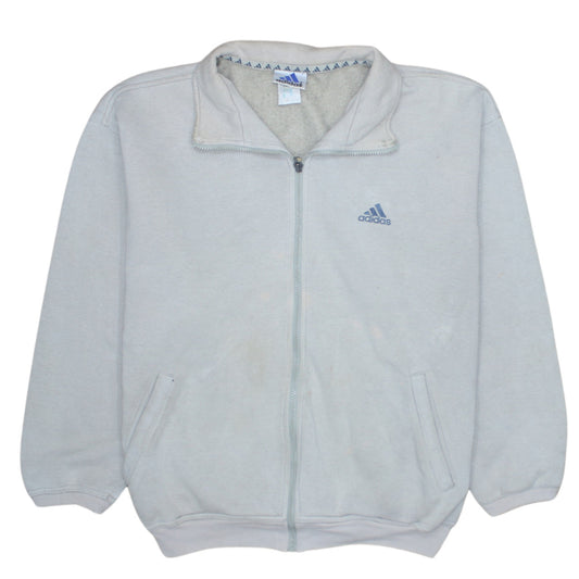 Adidas Mens Beige Full Zip Fleece Track Jacket Size M