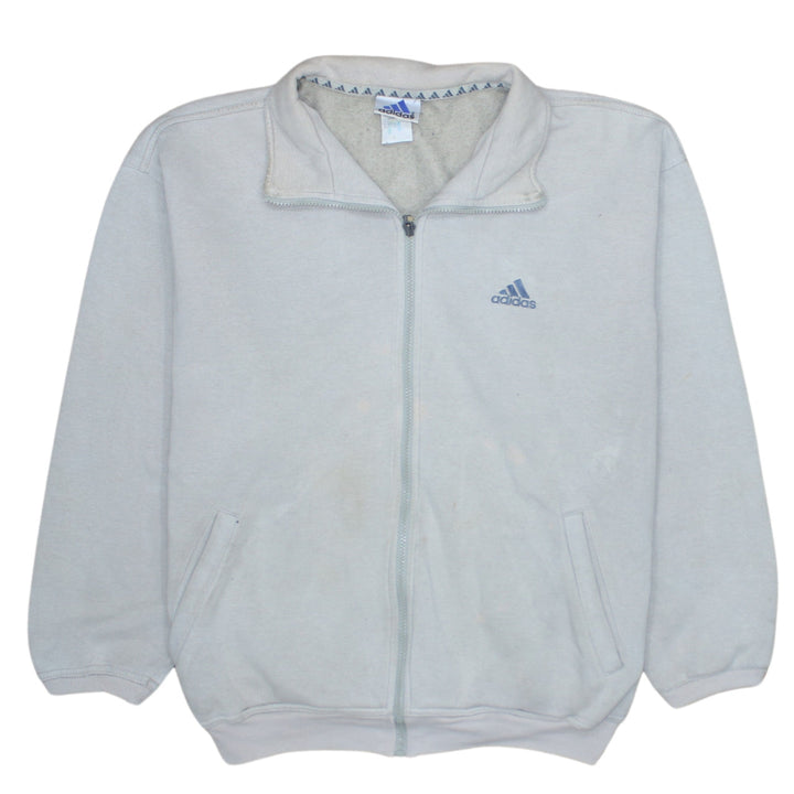 Adidas Mens Beige Full Zip Fleece Track Jacket Size M