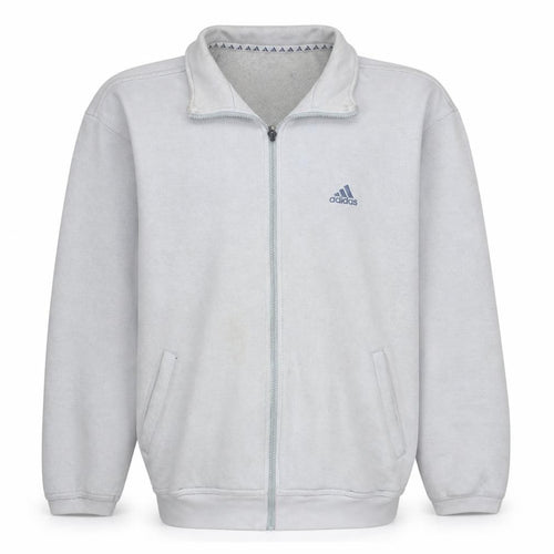 Adidas Mens Beige Full Zip Fleece Track Jacket Size M