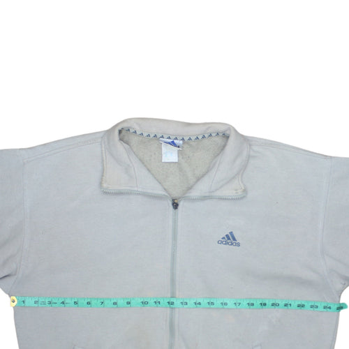 Adidas Mens Beige Full Zip Fleece Track Jacket Size M