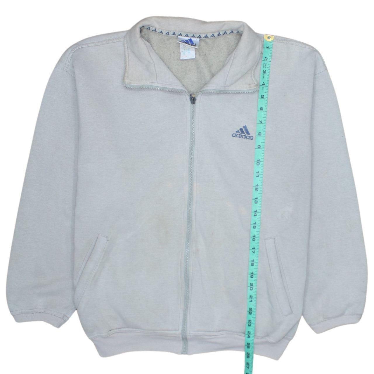 Adidas Mens Beige Full Zip Fleece Track Jacket Size M