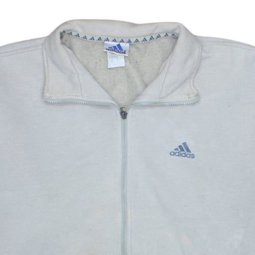 Adidas Mens Beige Full Zip Fleece Track Jacket Size M