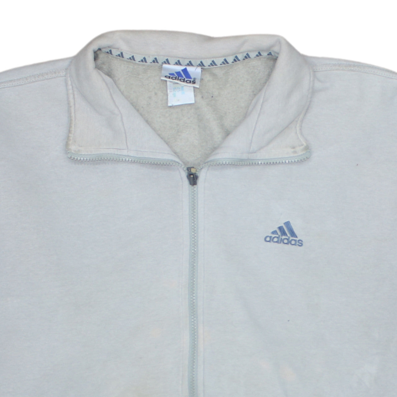 Adidas Mens Beige Full Zip Fleece Track Jacket Size M