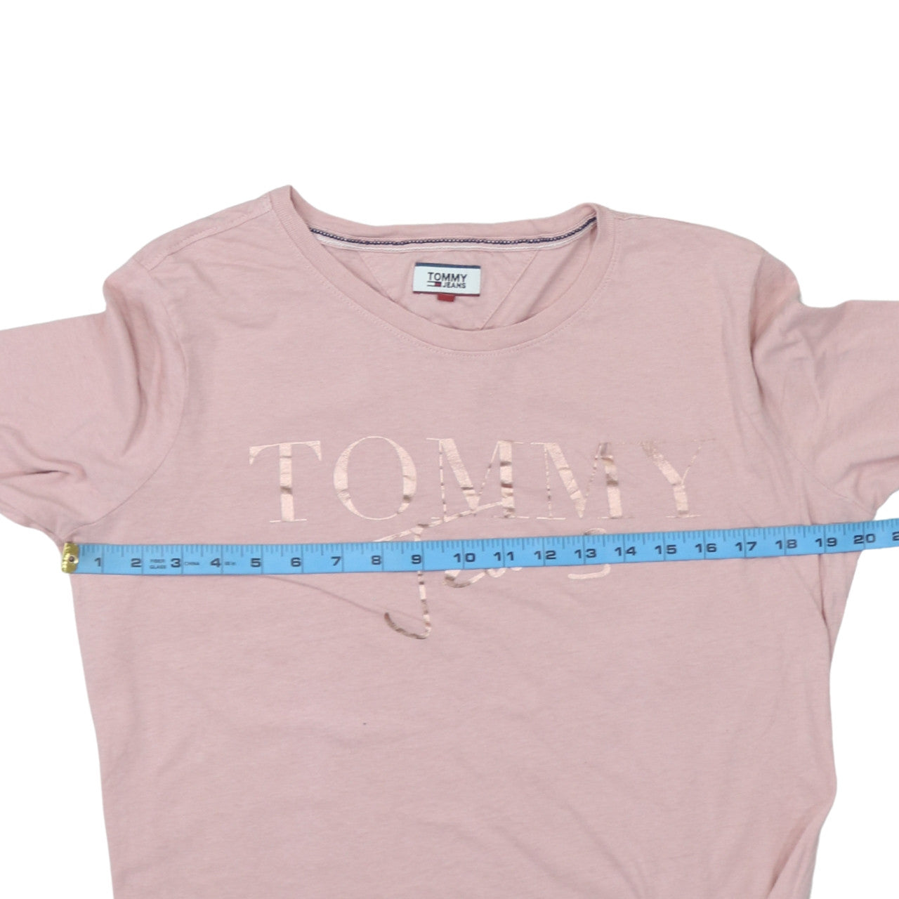 Tommy Jeans Women's Pink Long Sleeve Cotton T-Shirt Size L