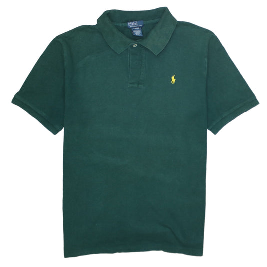 Ralph Lauren Boys Green Polo Short Sleeve Cotton Shirt Size 14-16 Years