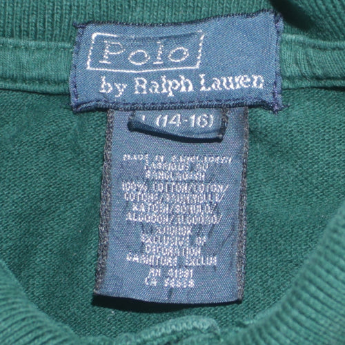 Ralph Lauren Boys Green Polo Short Sleeve Cotton Shirt Size 14-16 Years