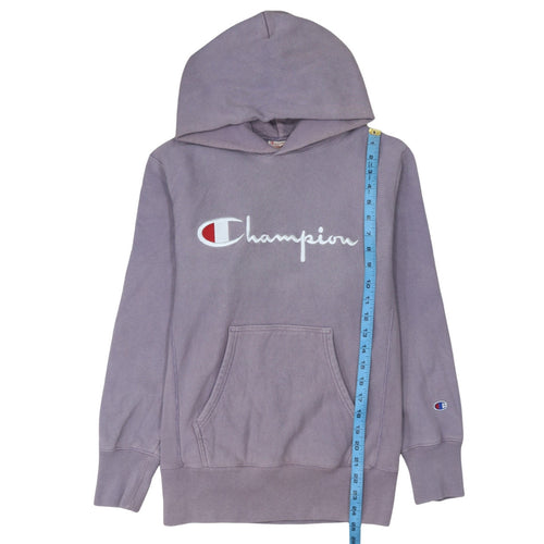 Champion Womens Purple Reverse Weave Hoodie Medium Cotton Embroidered Logo