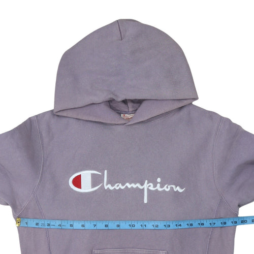 Champion Womens Purple Reverse Weave Hoodie Medium Cotton Embroidered Logo
