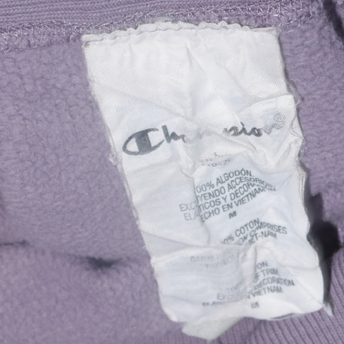 Champion Womens Purple Reverse Weave Hoodie Medium Cotton Embroidered Logo