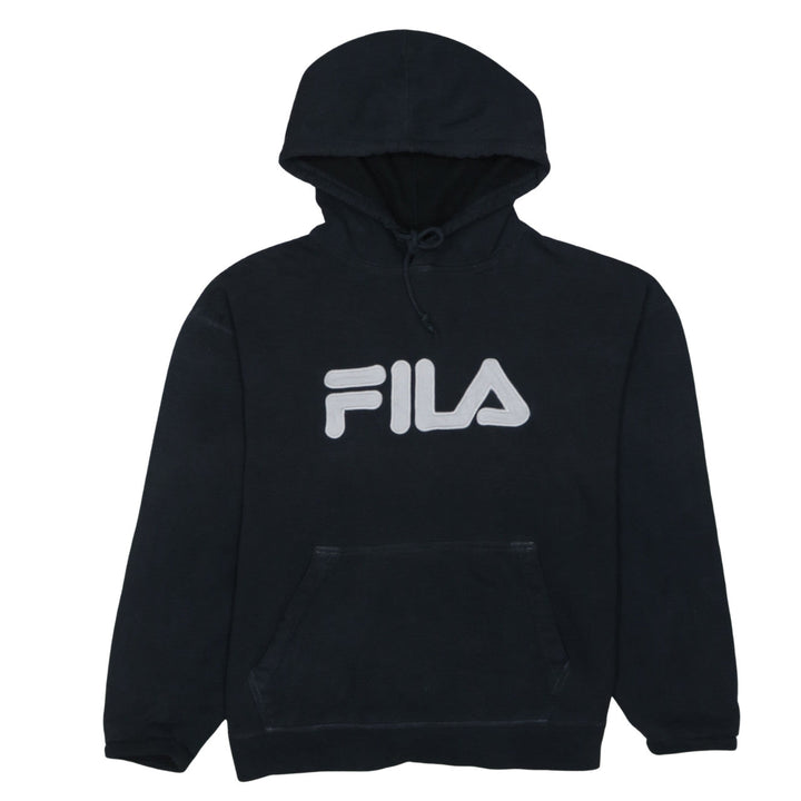 FILA Women's Black Pullover Hoodie Size M Logo Sweatshirt