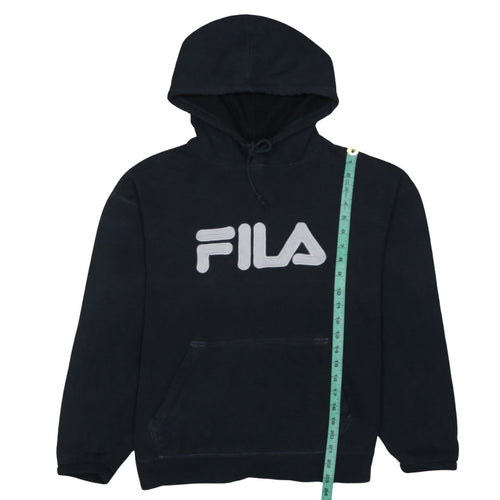 FILA Women's Black Pullover Hoodie Size M Logo Sweatshirt