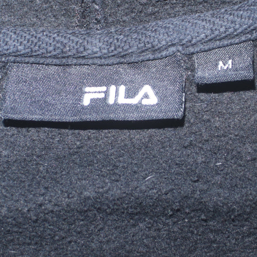 FILA Women's Black Pullover Hoodie Size M Logo Sweatshirt