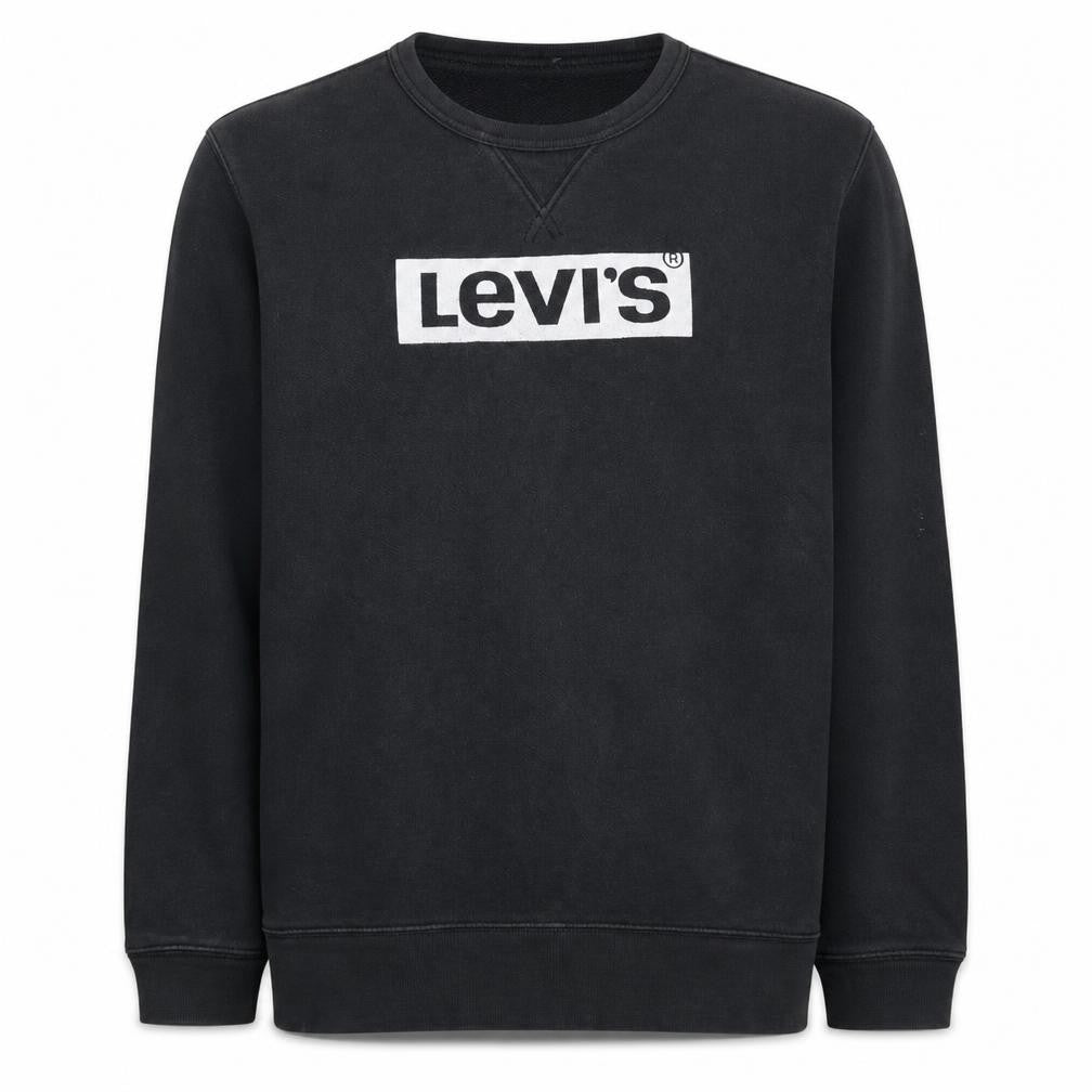 Front view of Levi's Men's Black Logo Crew Neck Sweatshirt L Regular Fit