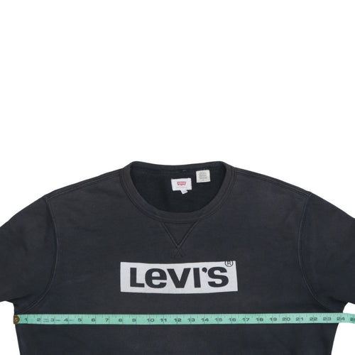 Levi's Men's Black Logo Crew Neck Sweatshirt L Regular Fit