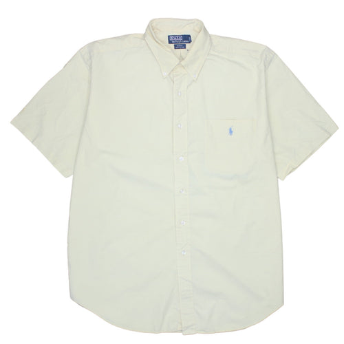 Ralph Lauren Men's Beige Short Sleeve Button-Down Cotton Shirt L