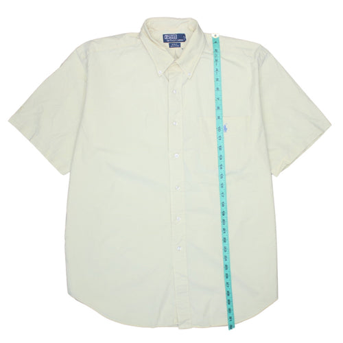 Ralph Lauren Men's Beige Short Sleeve Button-Down Cotton Shirt L