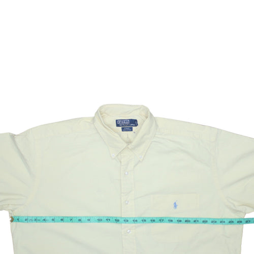 Ralph Lauren Men's Beige Short Sleeve Button-Down Cotton Shirt L
