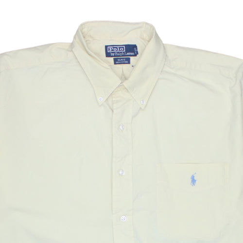 Ralph Lauren Men's Beige Short Sleeve Button-Down Cotton Shirt L