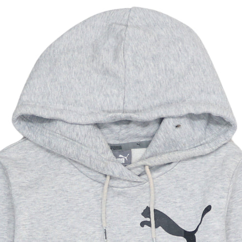 Puma Womens Grey Pullover Hoodie Size 8 Classic Logo Sweatshirt