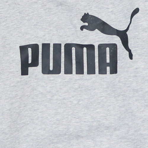 Puma Womens Grey Pullover Hoodie Size 8 Classic Logo Sweatshirt