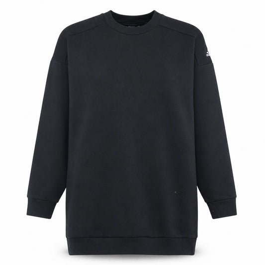 Front view of Adidas Women's Black Long Sleeve Crew Neck Pullover Sweatshirt, size 8-10