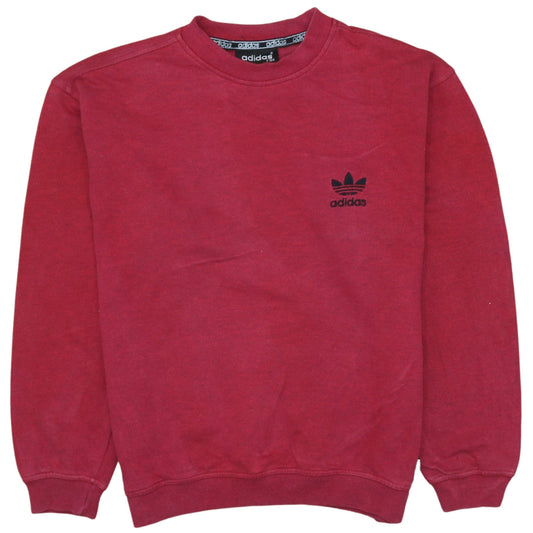 Adidas Mens Red Crew Neck Pullover Sweatshirt Size L