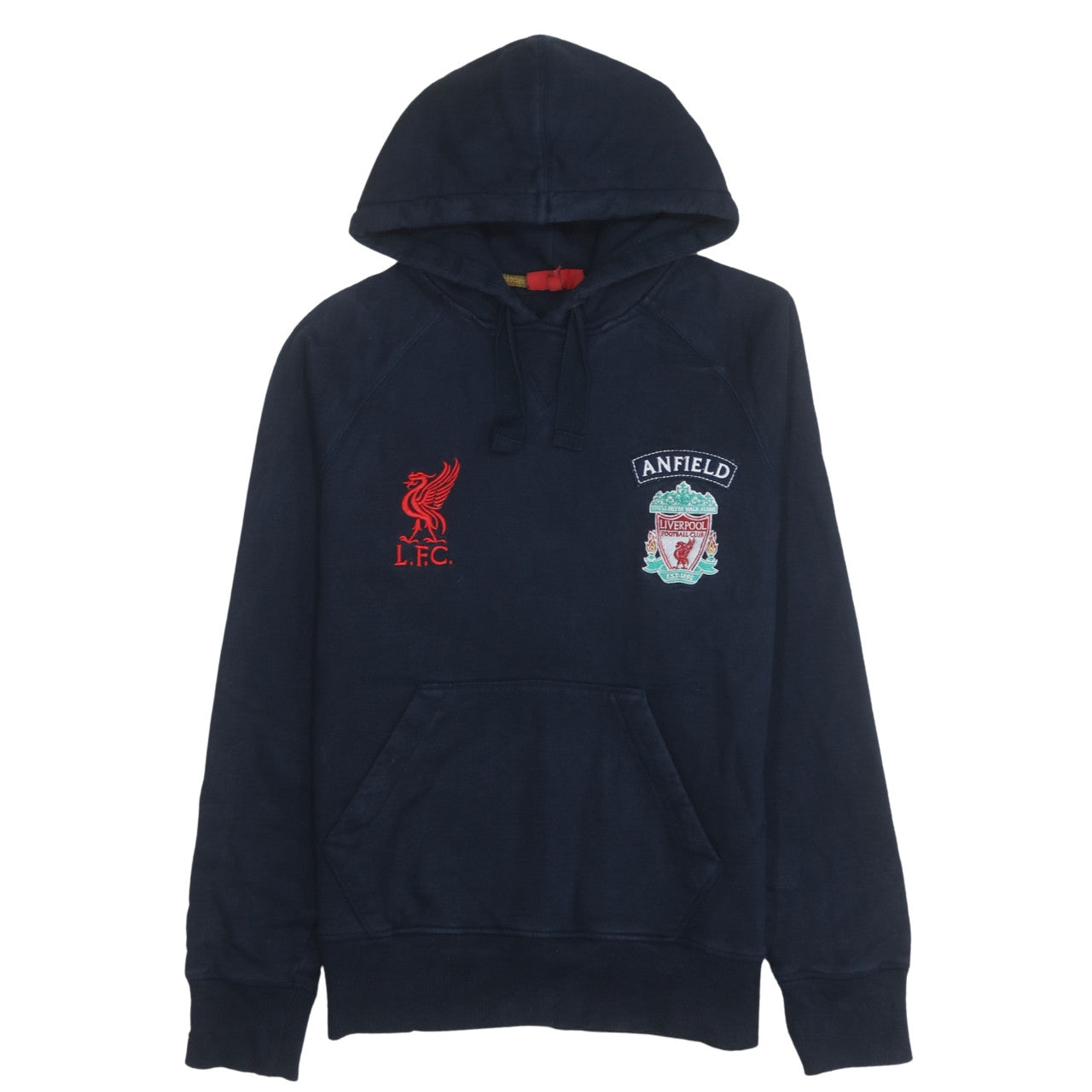 Liverpool FC Men's Blue Pullover Hoodie S Embroidered Anfield Logo