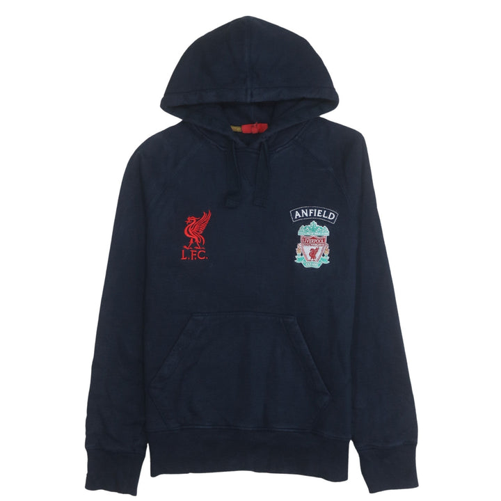 Liverpool FC Men's Blue Pullover Hoodie S Embroidered Anfield Logo