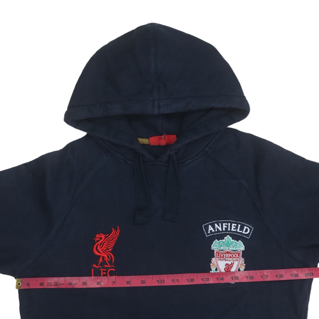 Liverpool FC Men's Blue Pullover Hoodie S Embroidered Anfield Logo