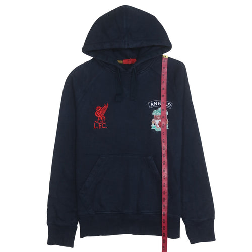 Liverpool FC Men's Blue Pullover Hoodie S Embroidered Anfield Logo