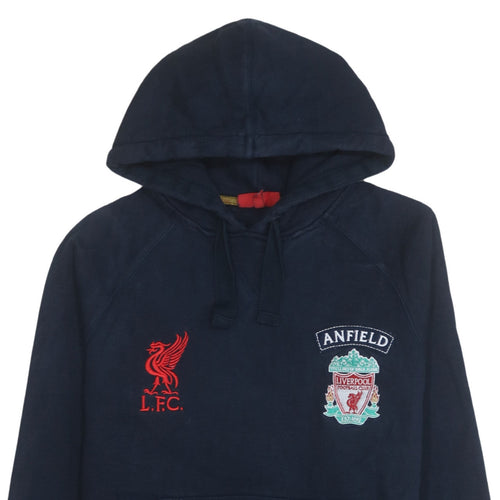 Liverpool FC Men's Blue Pullover Hoodie S Embroidered Anfield Logo