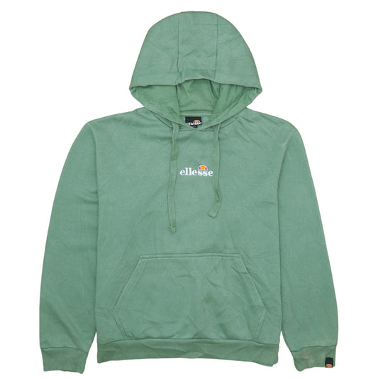 Ellesse Womens Green Pullover Hoodie UK 12 Cotton Logo Casual