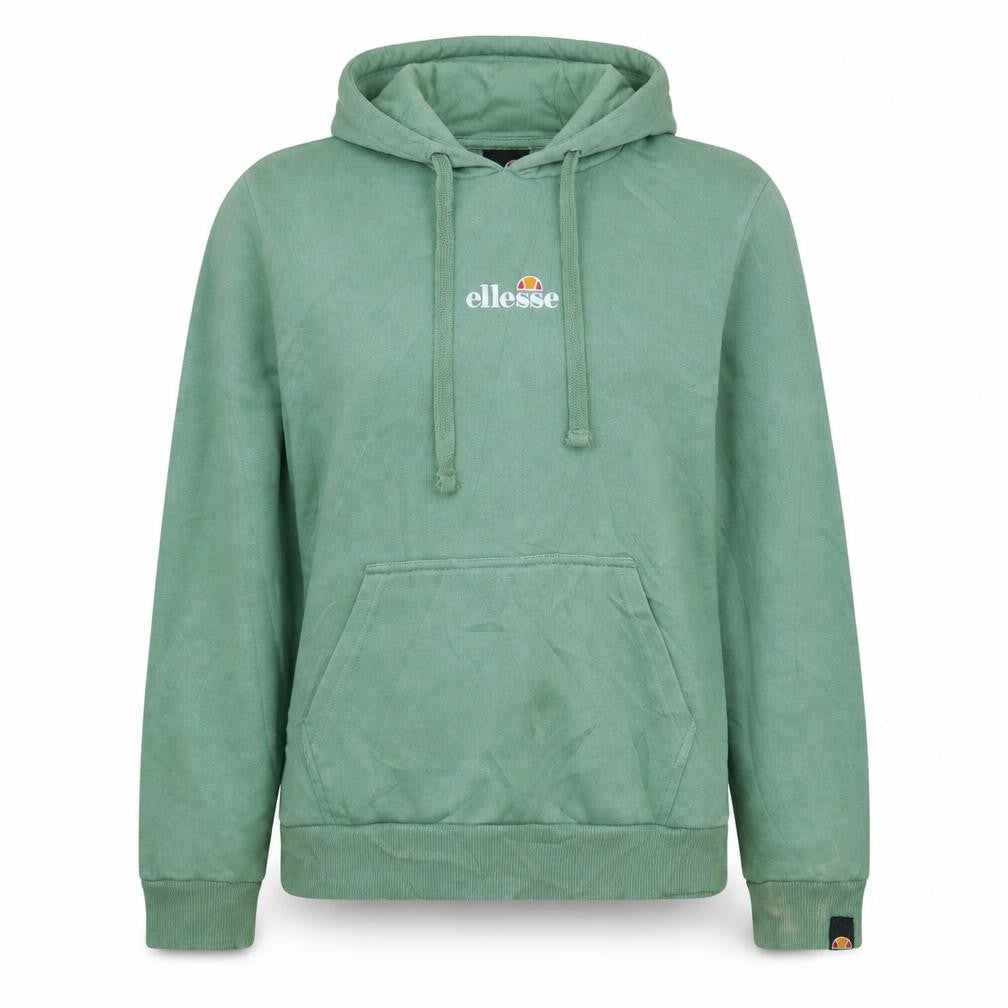 Ellesse Womens Green Pullover Hoodie UK 12 Cotton Logo Casual
