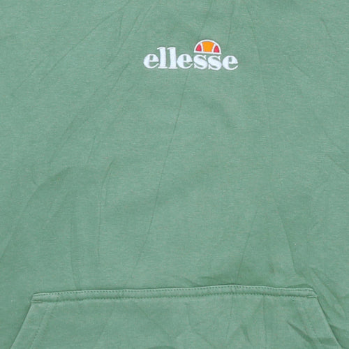 Ellesse Womens Green Pullover Hoodie UK 12 Cotton Logo Casual