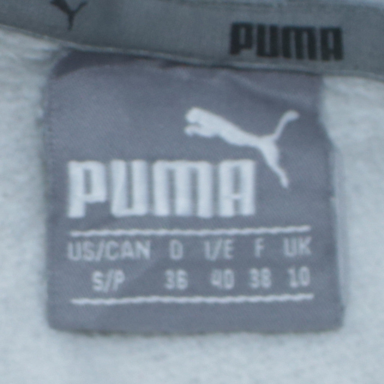 Puma Womens Grey Pullover Hoodie Size 10 Logo Print Cotton Blend