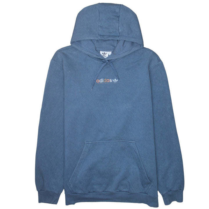 Adidas Men Blue XL Pullover Hoodie Fleece Logo Sportswear