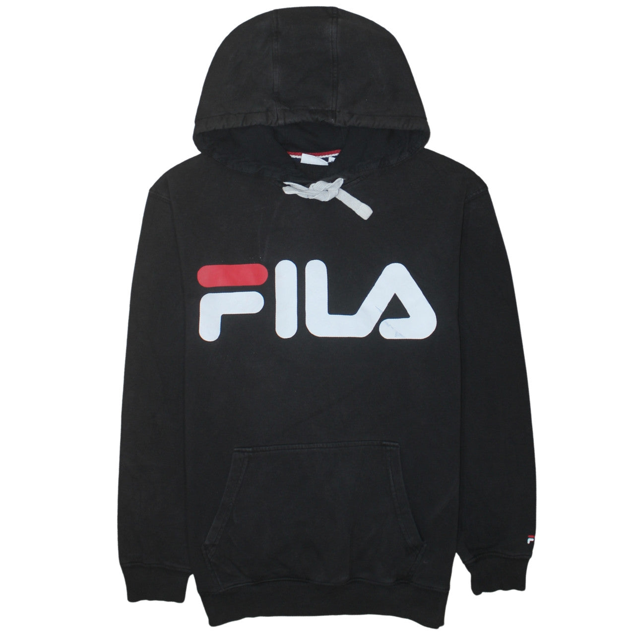Fila Men’s Black Pullover Hoodie S Logo Graphic Fleece Sweatshirt