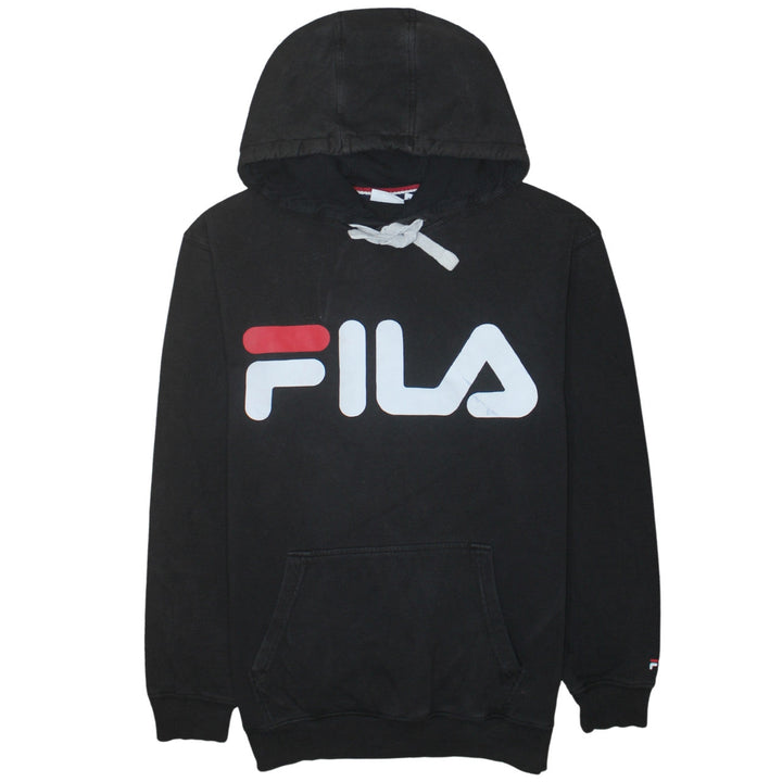 Fila Men’s Black Pullover Hoodie S Logo Graphic Fleece Sweatshirt
