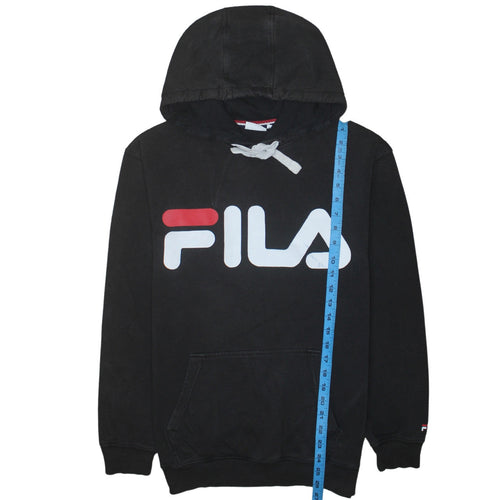 Fila Men’s Black Pullover Hoodie S Logo Graphic Fleece Sweatshirt
