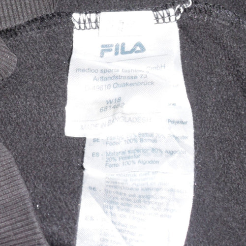 Fila Men’s Black Pullover Hoodie S Logo Graphic Fleece Sweatshirt
