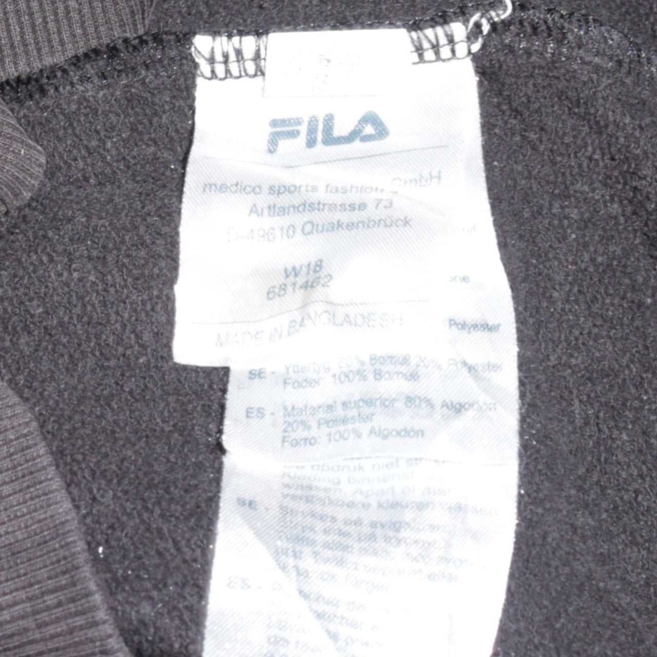 Fila Men’s Black Pullover Hoodie S Logo Graphic Fleece Sweatshirt