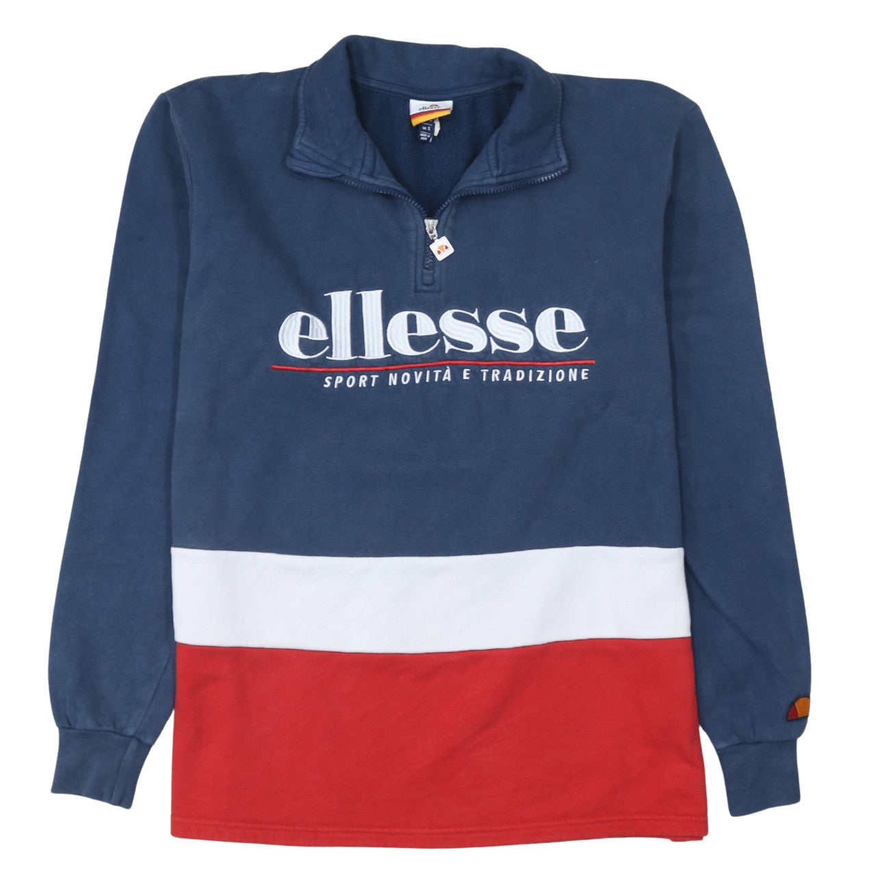 Ellesse Men's Blue Small 1/4 Zip Embroidered Sweatshirt