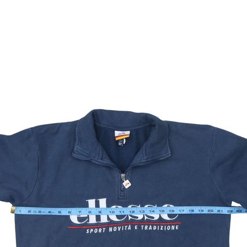 Ellesse Men's Blue Small 1/4 Zip Embroidered Sweatshirt
