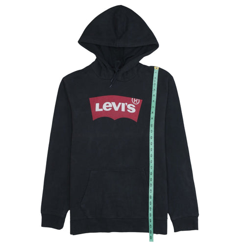 Levi's Men's Black Pullover Hoodie M Logo Graphic Fleece Sweatshirt