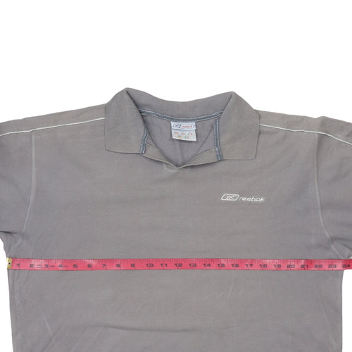 Reebok Men’s Grey Short Sleeve Cotton Polo Shirt Size L