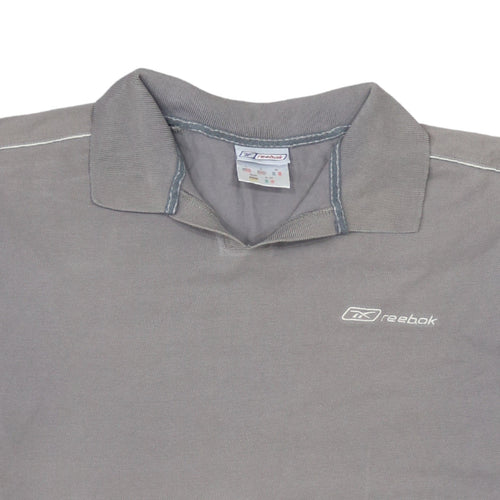 Reebok Men’s Grey Short Sleeve Cotton Polo Shirt Size L