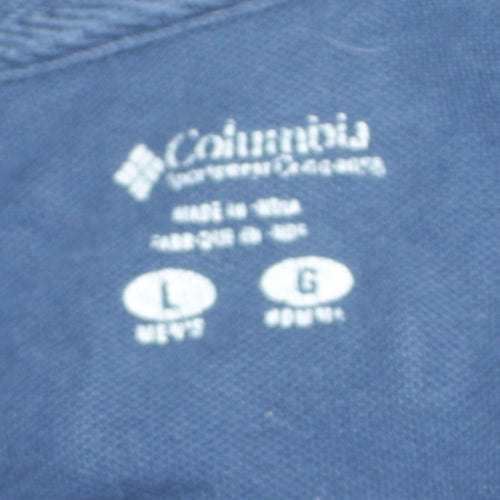 Columbia Men's Blue Cotton Regular Fit Short Sleeve Polo Shirt L