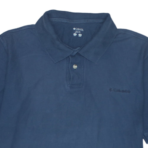 Columbia Men's Blue Cotton Regular Fit Short Sleeve Polo Shirt L