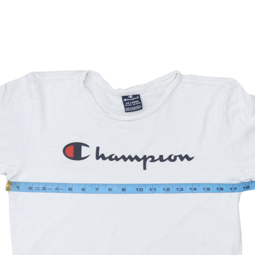 Champion Boys White 2XL 15-16 Years Crew Neck Short Sleeve Logo T-Shirt