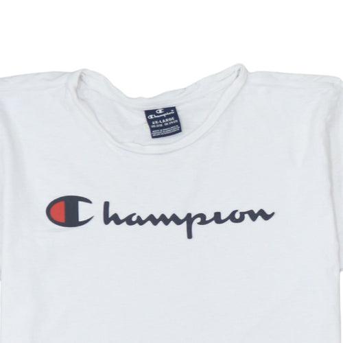 Champion Boys White 2XL 15-16 Years Crew Neck Short Sleeve Logo T-Shirt